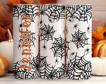 Personalized Spider Web Halloween 20oz Tumbler with Straw