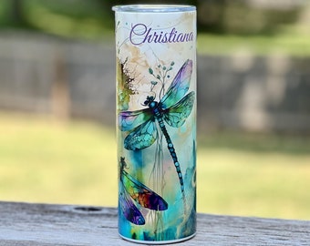 Dragonfly Personalized Tumbler 20oz with Straw