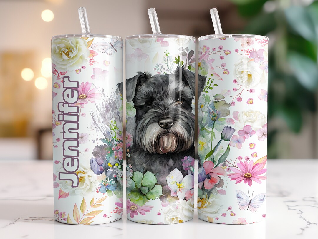 Mini Schnauzer Personalized Tumbler, Dog Mom Gift, Floral Tumbler 20oz ...