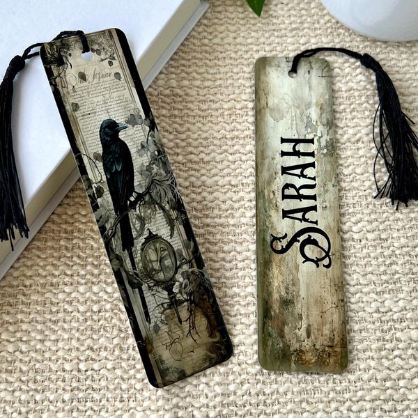 Personalized Raven Dark Acedemia Metal Bookmark for Book Lovers