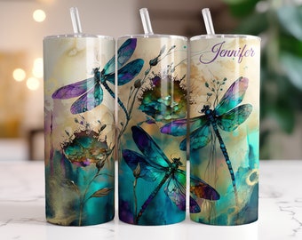 Dragonfly Personalized Tumbler 20oz with Straw