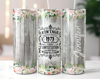 Personalized 50th Birthday Tumbler Vintage 1973