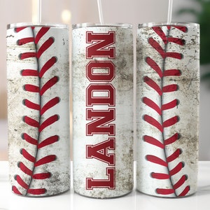 Personalized Baseball 20oz Tumbler with Straw
