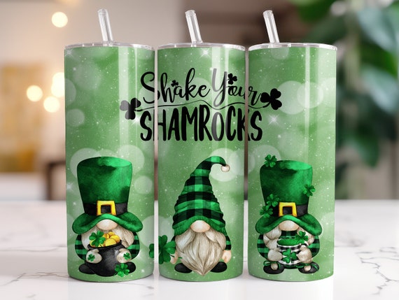 St Patrick's Day Gnome Tumbler With Straw 