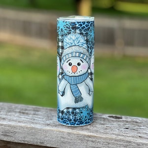Snowman Glitter Winter Tumbler Glitter Cup20oz with Straw