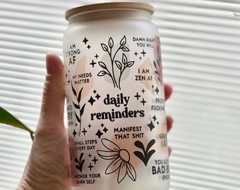 Daily Reminders Motivational Iced Coffee Frosted Cup 16oz/20oz