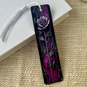 Personalized Purple Rose Dark Romance Metal Bookmark for Book Lovers