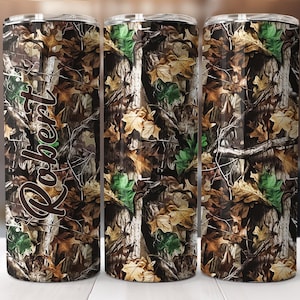 Camouflage Personalized Tumbler, Hunting Cup, Deer Hunter Mug, Dad Gift