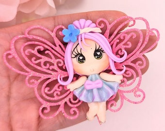 Beautiful Fairy polymer Clay doll (Eva Foam wings) for bows, headbands, embellishment and craft appliques