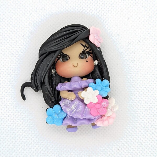 Isabella Polymer Clay doll for hair bow center, headbands, bows embellishment and crafts. FLAT RATE SHIPPING