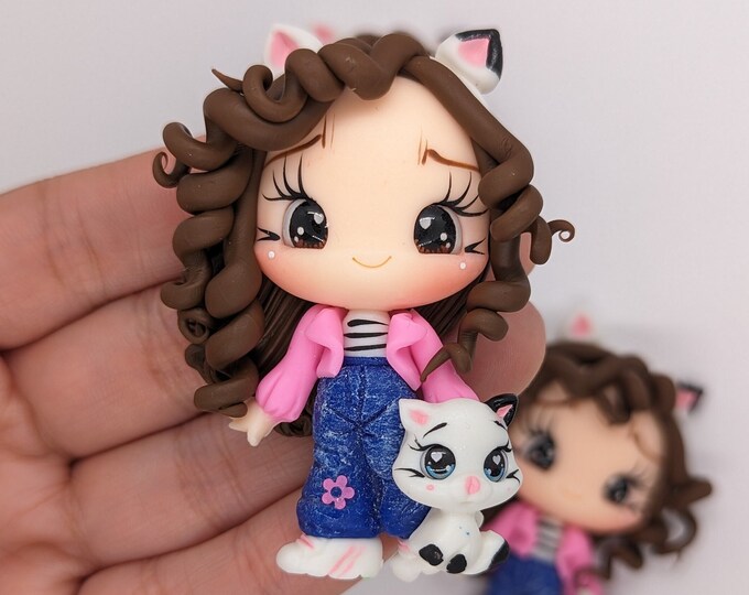 Gabby's Dollhouse Polymer Clay Doll for Bows, Headbands, Bows