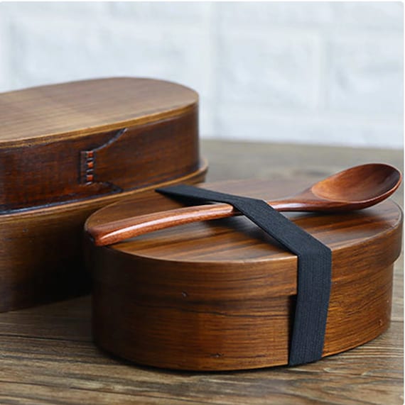 Wooden Lunch Box Set Japanese Bento Boxes Picnic Dinnerware Kit