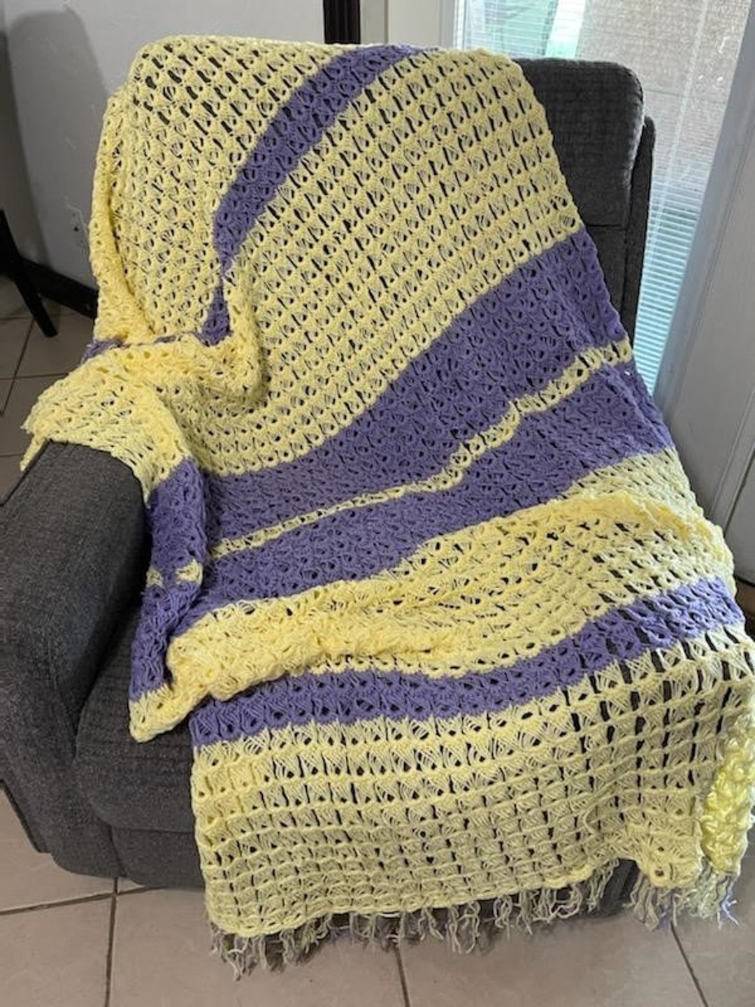 Broomstick Lace Afghan Etsy