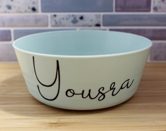 Personalized Kids Cereal Bowls | Custom Kids Snack Bowls | Calligraphy Decal | Arabic Calligraphy | Lettering Decal for Kitchenware