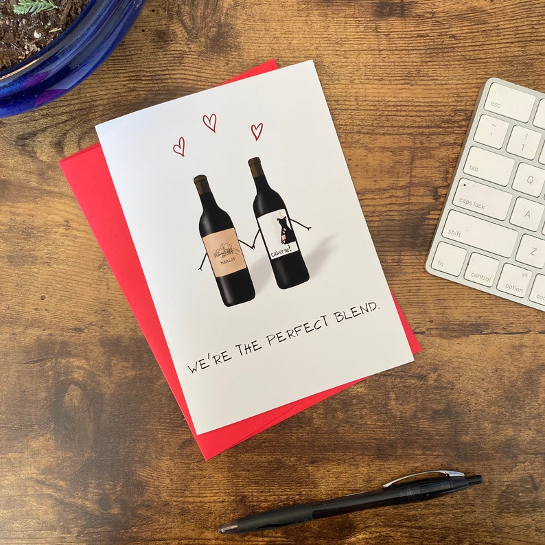 Greeting Card for Wine Lovers Perfect Blend Etsy