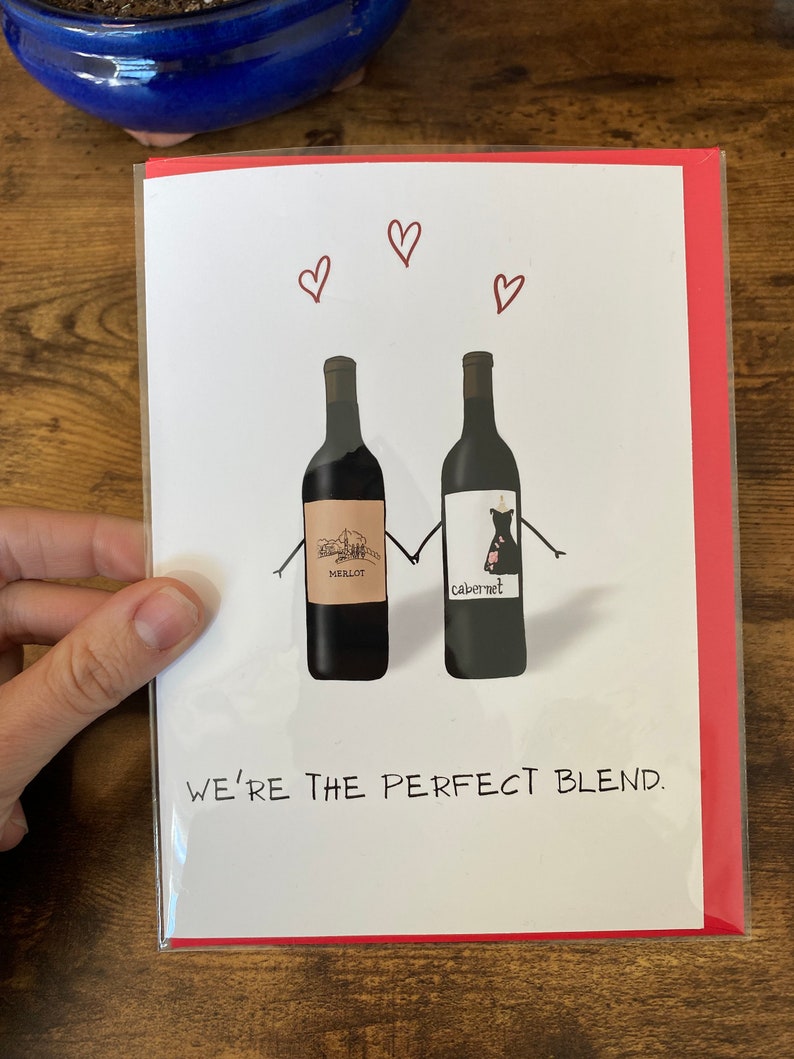 Greeting Card for Wine Lovers Perfect Blend Etsy