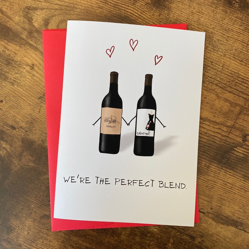 Greeting Card for Wine Lovers Perfect Blend Etsy