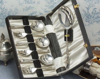 Vintage Dessert cutlery set in original box, circa mid century.