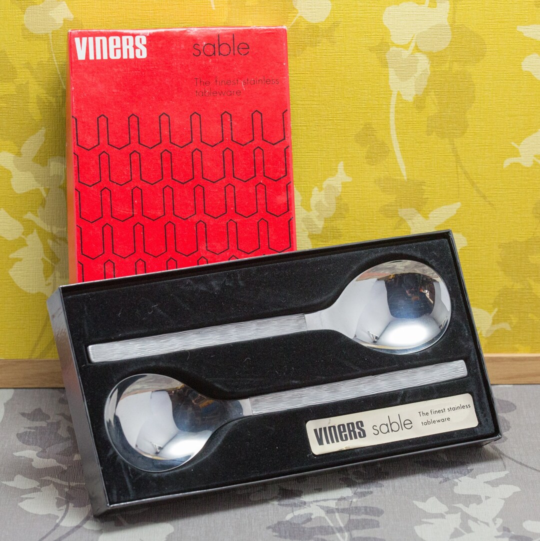 Vintage Viners Serving Spoon Set, Sable Design in Original Box