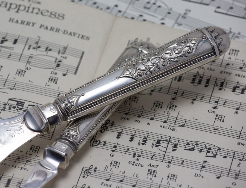 Antique Fish Serving Utensil Set With Ornate Scrollwork Etsy