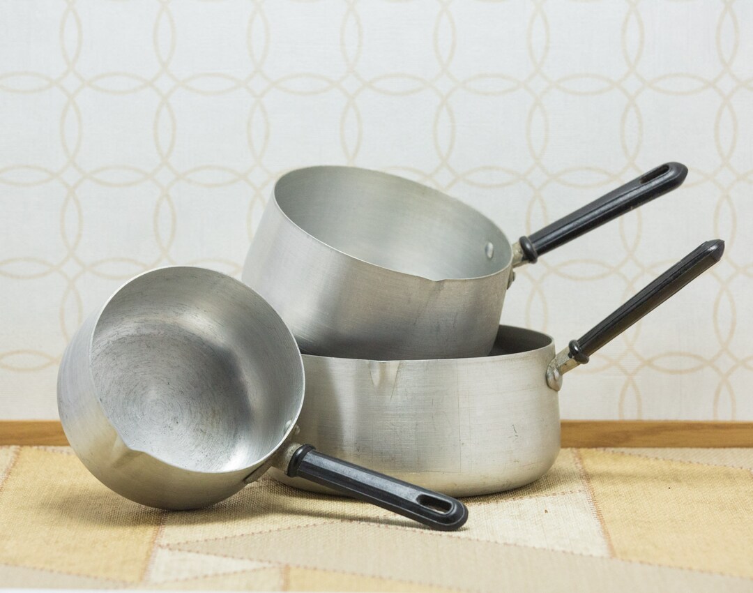 Vintage Saucepan Set Spun Aluminium Set of Three With Etsy