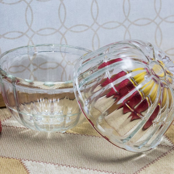 Pair of Vintage Glass Jelly Moulds, JAJ Pyrex Heavy vintage traditional design. circa 50's-60's