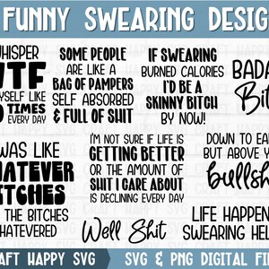 Schimpf SVG PNG Bundle | Lustige Sarkasmus Schimpfwörter Zitat Svg | Sarkastische Humor Svg | Freche Cussing Cricut Datei | Sofortiger Download