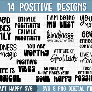 Positive Quote SVG PNG Bundle | Motivational Svg | Mental Health | Affirmation Self Love Quote Svg | Cricut Cut File | Instant Download