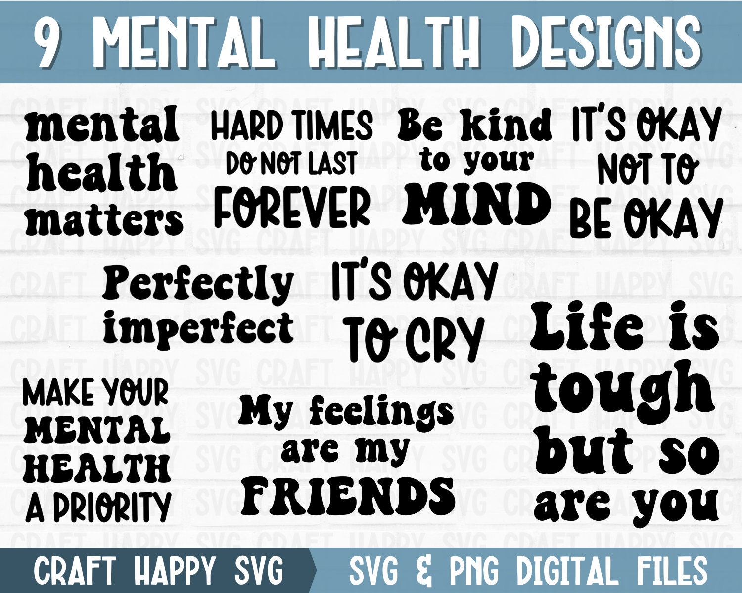 Mental Health SVG PNG Bundle Mental Health Awareness Quote - Etsy