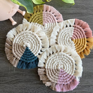 Macrame Coaster, Handmade coaster, Mug rug, Boho Coaster, Coffee table coaster, Macrame decor