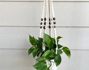 Handmade Macrame Plant Hanger: Boho Indoor Decor, 36 Inch