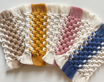 Macrame Coasters, Square coaster, Boho coasters, Handmade coasters, Boho Mug Rugs