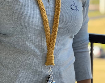 Handmade Macrame Braided Lanyard: Boho Keychain Badge Lanyard
