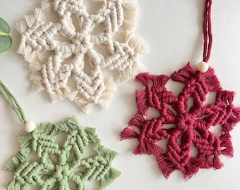 Macrame Snowflake Ornament: Boho Christmas Tree Decor