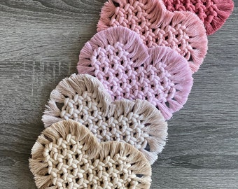 Macrame Heart Coaster: Boho Coffee Table Decor, Handmade Recycled Cotton