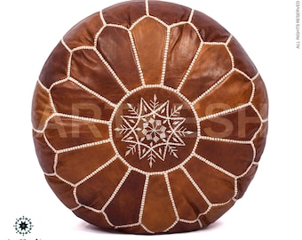 Pouf poggiapiedi in pelle marocchina fatto a mano – Pouf poggiapiedi Boho (senza imbottitura)
