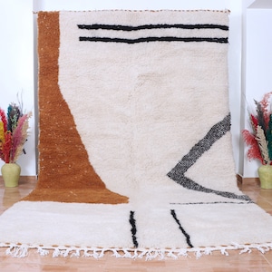 Handmade Berber Wool Rug: Brown Moroccan Grid, Custom Area Rug