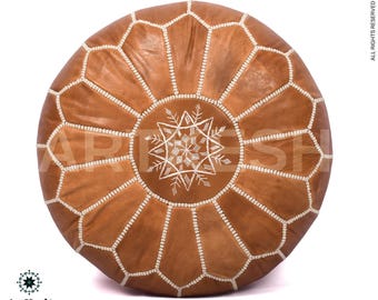 Pouf poggiapiedi in pelle marocchina – Fodera per poggiapiedi boho fatta a mano (senza imbottitura)