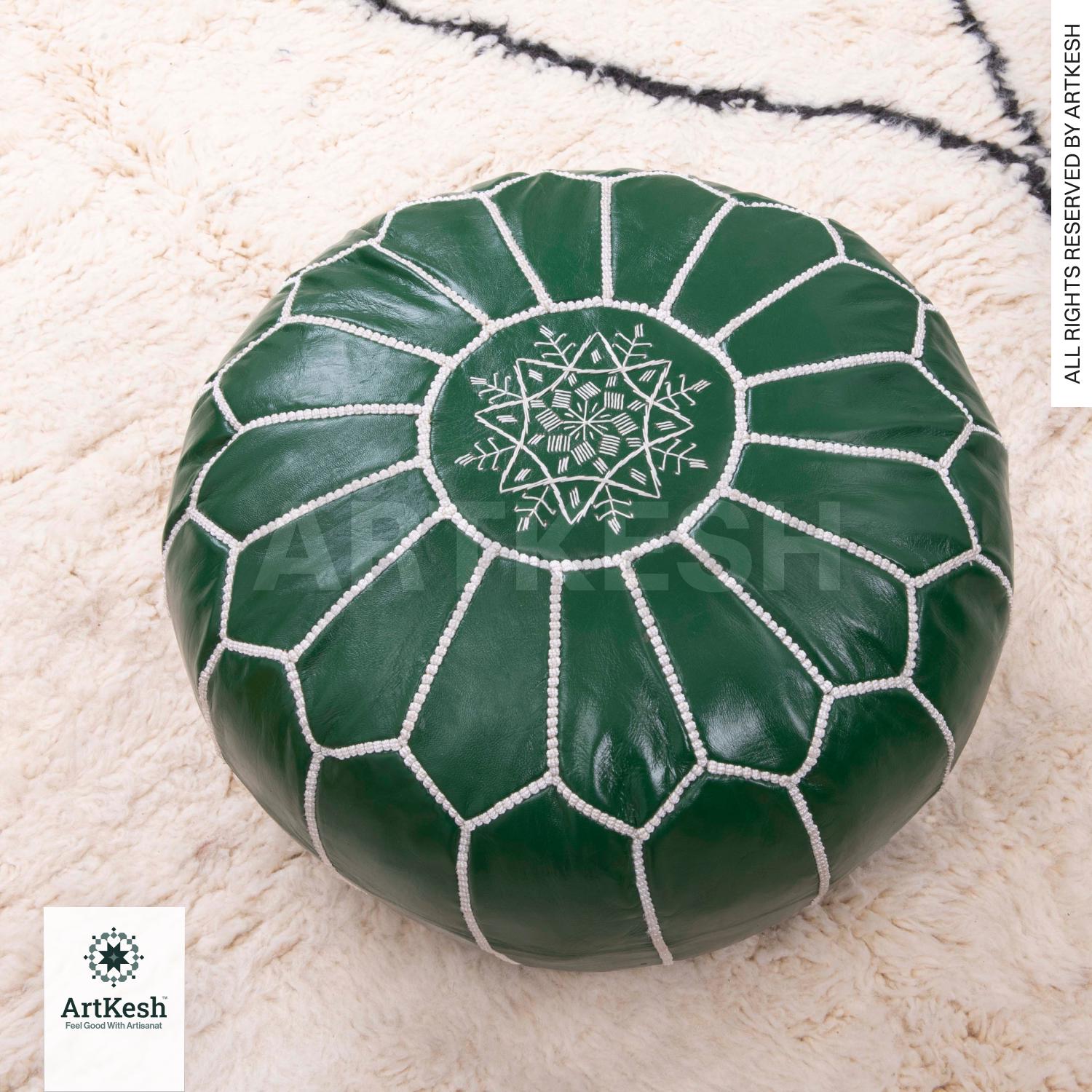 Housse De Pouf Ottoman égyptien - Cuir Véritable Naturel - ESSENCE OF Egypt
