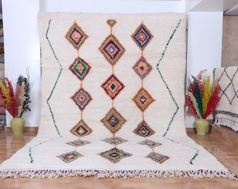 Handwoven Moroccan Diamond Rug – Colorful Berber Wool Carpet, Boho Living Room Decor