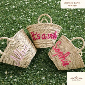 Personalized Easter Straw Basket: Handwoven Moroccan Palm Leaf Bag