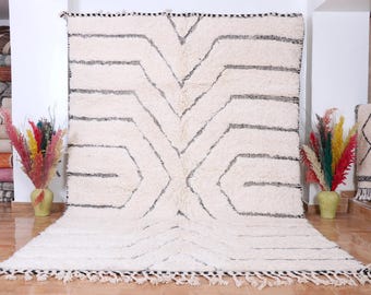 Handmade Beni Ourain Rug – Cream Wool Berber Area Rug, Custom Sizes Available
