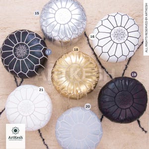 Moroccan POUF **50% OFF** with White Stitching Leather Pouf Ottoman Pouf Morrocan Leather Pouf Moroccan Pouffe
