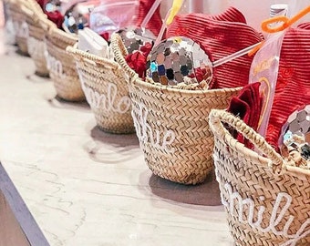 Cesta de paja de Pascua personalizada, cesta de Pascua con monograma para bebés pequeños, bolsas personalizadas de playa y mercado para bodas, despedida de soltera