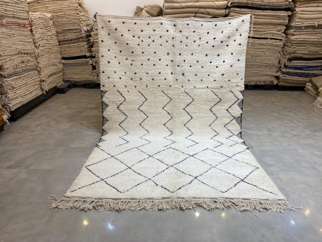 Handwoven Beni Ourain Rug: Custom Moroccan Wool Floor Rug - Etsy