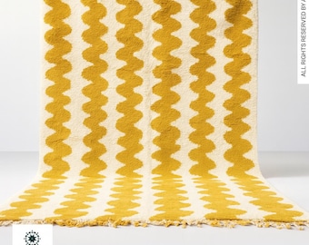 Handmade Yellow Moroccan Wool Rug: Custom Berber Carpet
