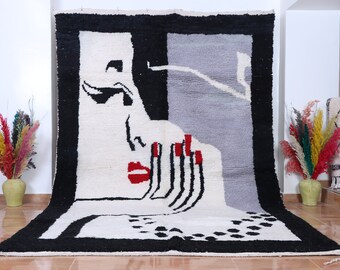 Alfombra marroquí de lana anudada a mano: Kilim bereber, tamaño personalizado