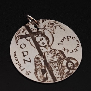 St. Helene Stainless Steel Medal Pendant Necklace