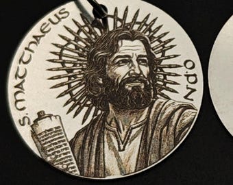 St Matthew (Matthaeus) Apostle Medal: 30mm  Personalized Stainless Steel Religious Pendant