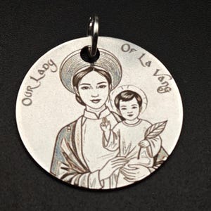 Our Lady of La Vang Medal: Personalized Stainless Steel Catholic Pendant